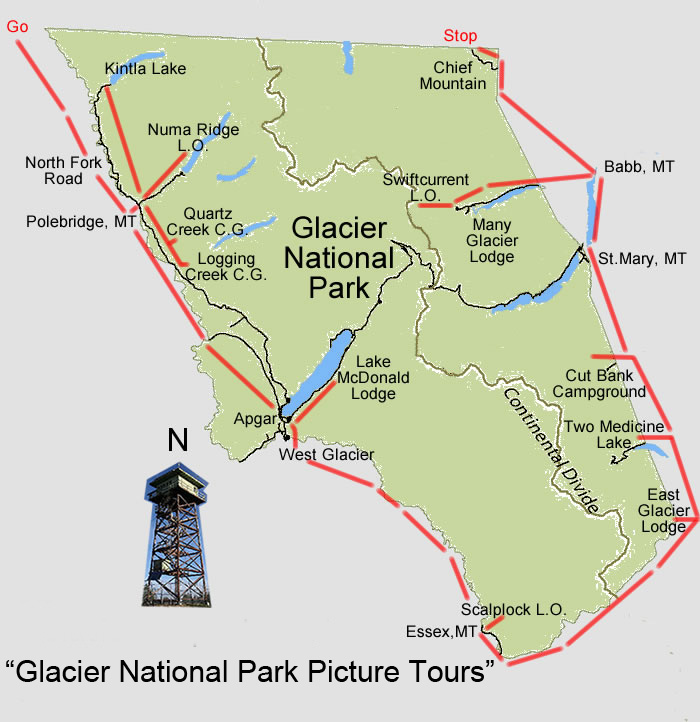Glacier National Park Attractions Map