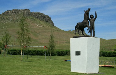 June picture of the J. Robert Atkinson statute in Cascade, Montana. Image is from the Cascade, Montana Picture Tour.