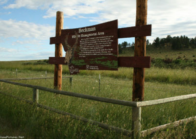 June morning picture of the Beckman WMA sign west of Lewistown Montana. Image is from the Beckman Wildlife Management Area Picture Tour.