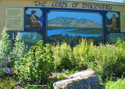 August picture of One of the Lewis & Clark Bicentennial Murals and garden in Whitehall, Montana. Image is from the Whitehall Montana Picture Tour.