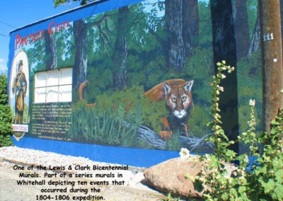 August picture of One of the Lewis & Clark Bicentennial Murals in Whitehall, Montana. Image is from the Whitehall Montana Picture Tour.