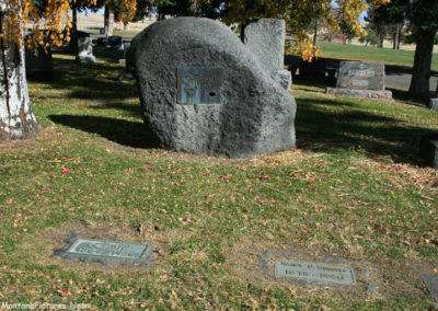 September picture of the headstone marker of Charles Marion Russell in the Highland Cemetery in Great Falls, Montana. Image is from the Great Falls Montana Picture Tour.