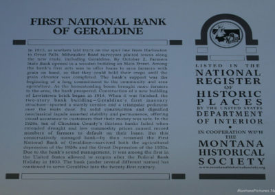 April picture of First National Bank of Geraldine Historical Marker. Image is from the Geraldine and Square Butte Montana Picture Tour.