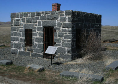 April picture of the historic Stone Jail in Square Butte Montana. Image is from the Geraldine and Square Butte Montana Picture Tour.