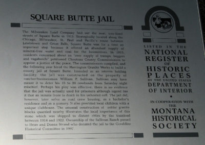 April picture of the Stone Jail Historical Marker in Square Butte Montana. Image is from the Geraldine and Square Butte Montana Picture Tour.