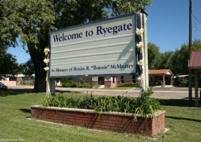 June picture of the Welcome Sign on Highway 12 in Ryegate, Montana. Image is from the Ryegate Montana Picture Tour.