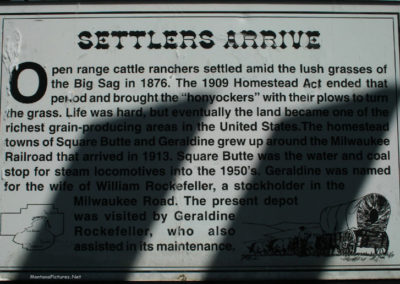 July picture of the Settlers Sign at the Highway 80 Interruptive Center. Image is from the Geraldine and Square Butte Montana Picture Tour.