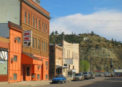 An April picture of Cement Letter “F” on the hillside near Forsyth Montana. Image is from the Forsyth Montana Picture Tour.