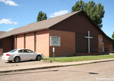 A June picture of the First Baptist Church in Forsyth Montana. Image is from the Forsyth Montana Picture Tour.