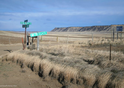 January picture of The Golden Valley Road and Rygate Road intersection on Highway 300. Image is from the Ryegate Montana Picture Tour.