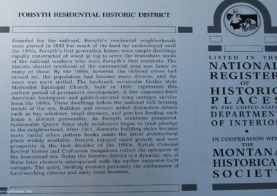 June picture of the Forsyth Montana Historic Residential District sign. Image is from the Forsyth Montana Picture Tour.