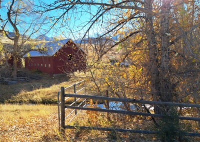 October view of a red barn located in the Beartooth Wildlife Management Area administrative complex north of Helena, Montana.