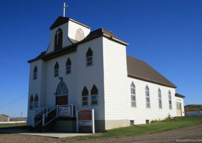 October view of the First English Lutheran Church in Bainville, Montana