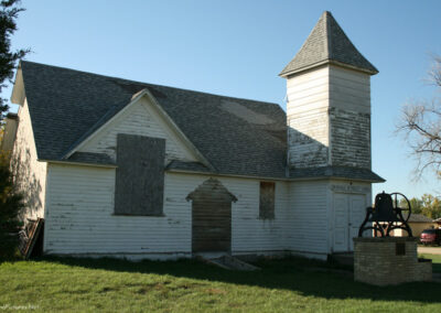 October view of the old Methodist Church in Bainville, Montana